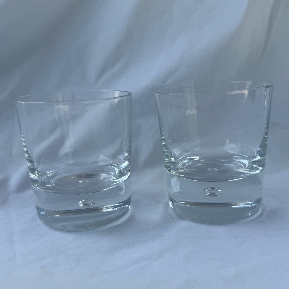 Kosta Boda Pippi Glass Clear Handblown Heavy Glass Tumbler Set Rocks Glasses
